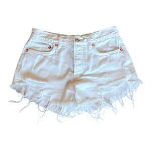 We the free white denim frayed shorts